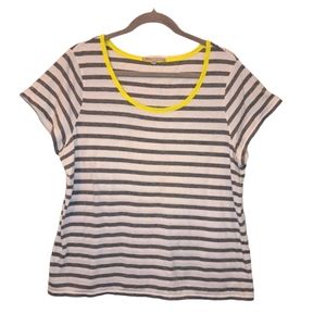 GAP Striped Black and White Scoop Neck Tee with Contrasting Collar Size XL